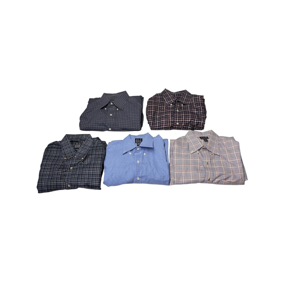 Lot of 5 Jos A Bank Travelers Collection Mens Large Button Down Shirts Plaid L/S